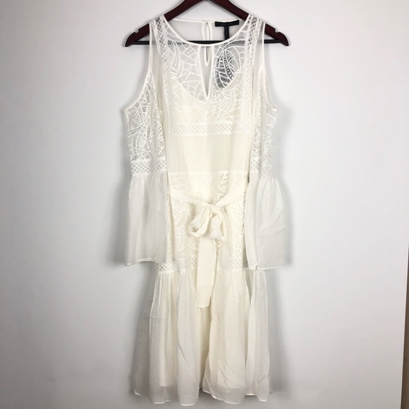BCBGMaxAzria Evee Cold Shoulder Silk Lace Dress XXS - Picture 4 of 8